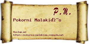 Pokorni Malakiás névjegykártya